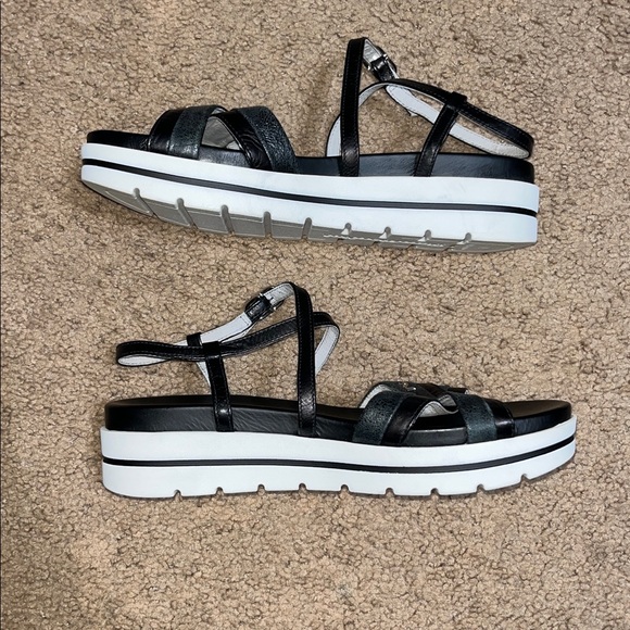 NERO GIARDINI Platform Strappy Leather Sandal Black White 38 / 8 - Picture 3 of 12